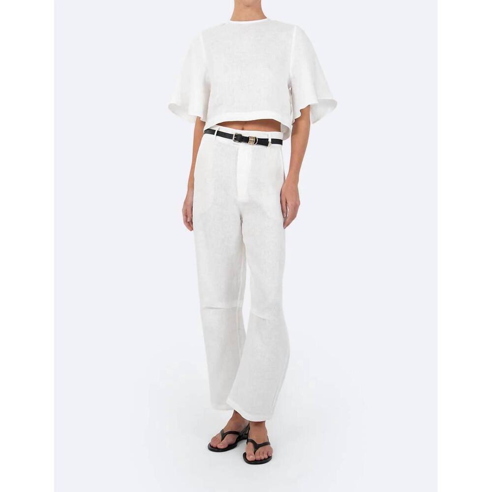 NEW PARENTEZI hania linen pants in white